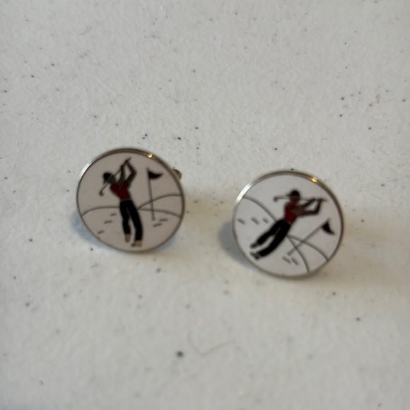 Vintage Swank Golfing Cufflinks Enamel Mens Gift Golf Themed Cufflinks - Picture 1 of 6